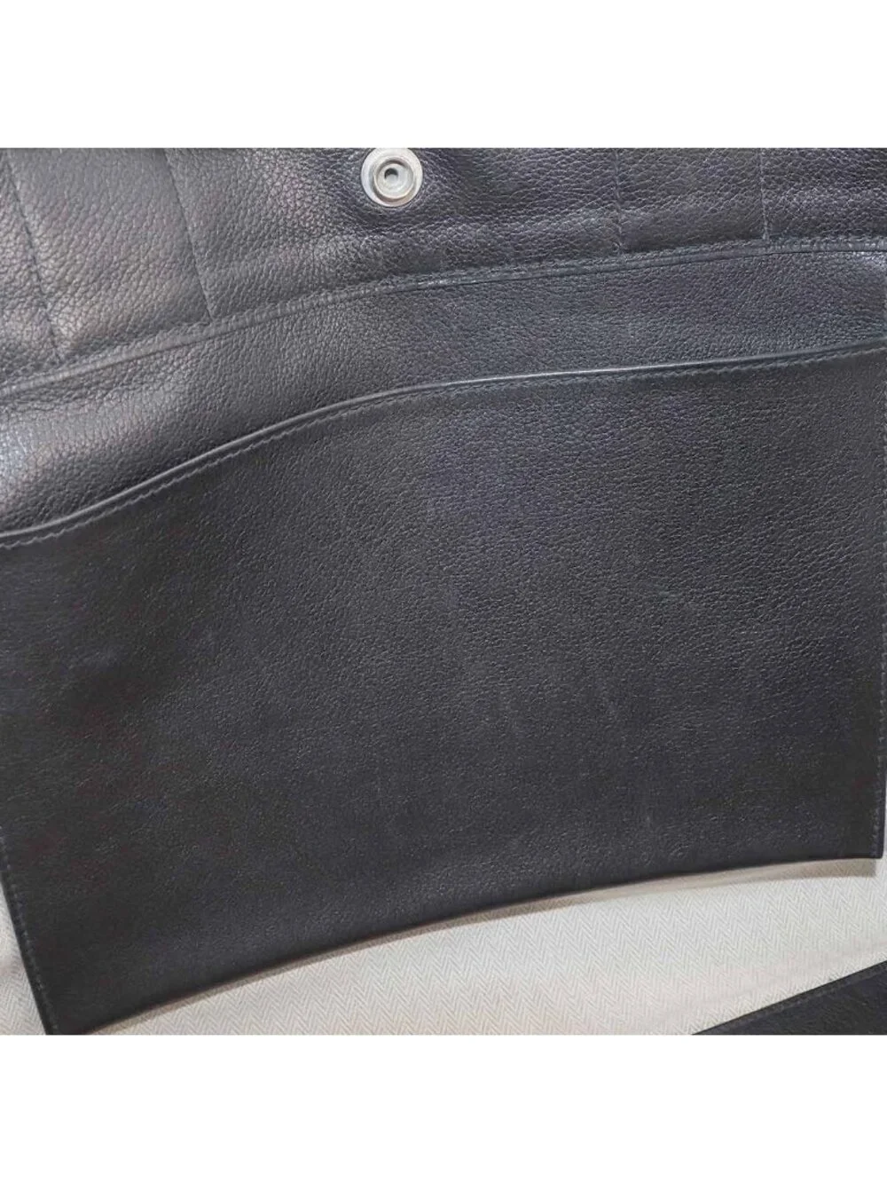 Hermes Sac Berlant Business Hand Bag Ever Gray Black Silver